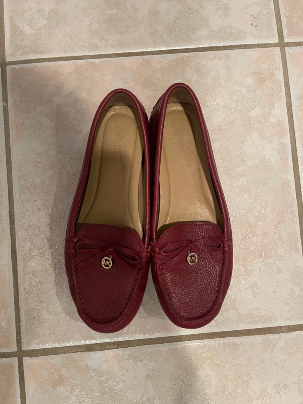 Michael Kors Burgundy Leather Moccasin Loafers